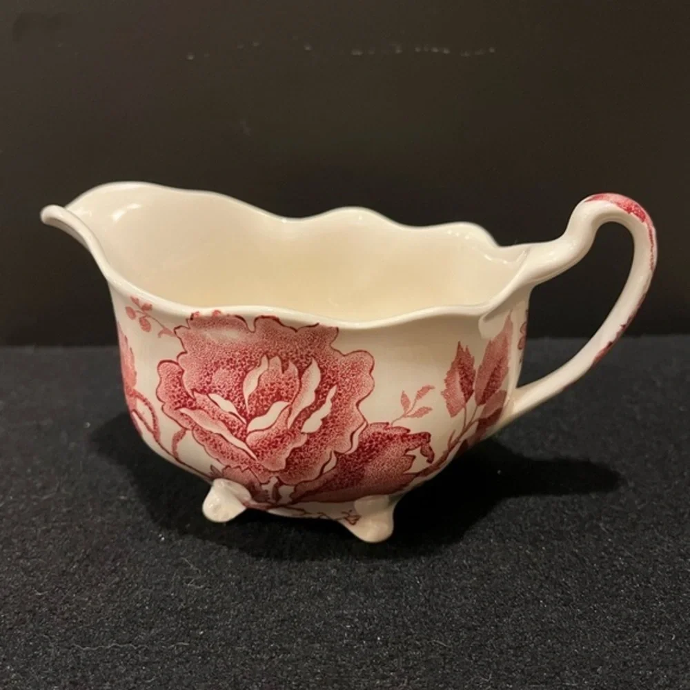 Vintage Johnson Brothers English Chippendale Red Floral Creamer England 1950s